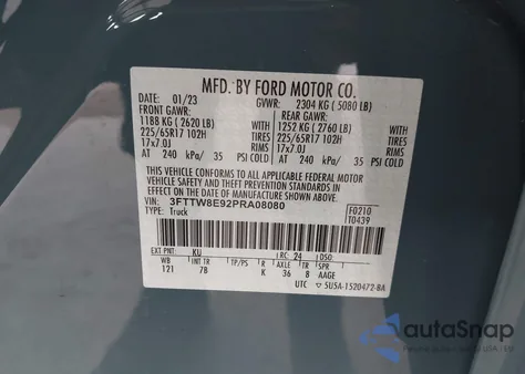 2023 Ford Maverick Xlt from USA, damaged, VIN 3FTTW8E92PRA08080